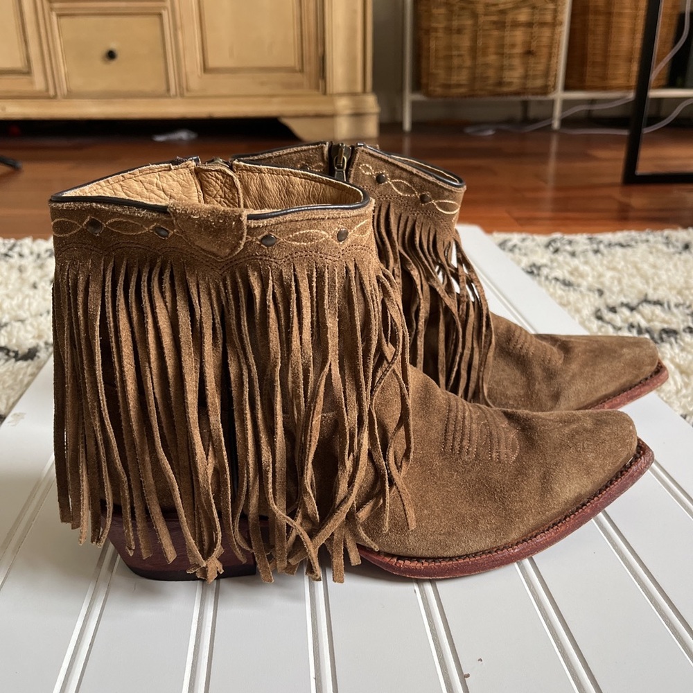 J. B. Dillon leather fringe boots ankle